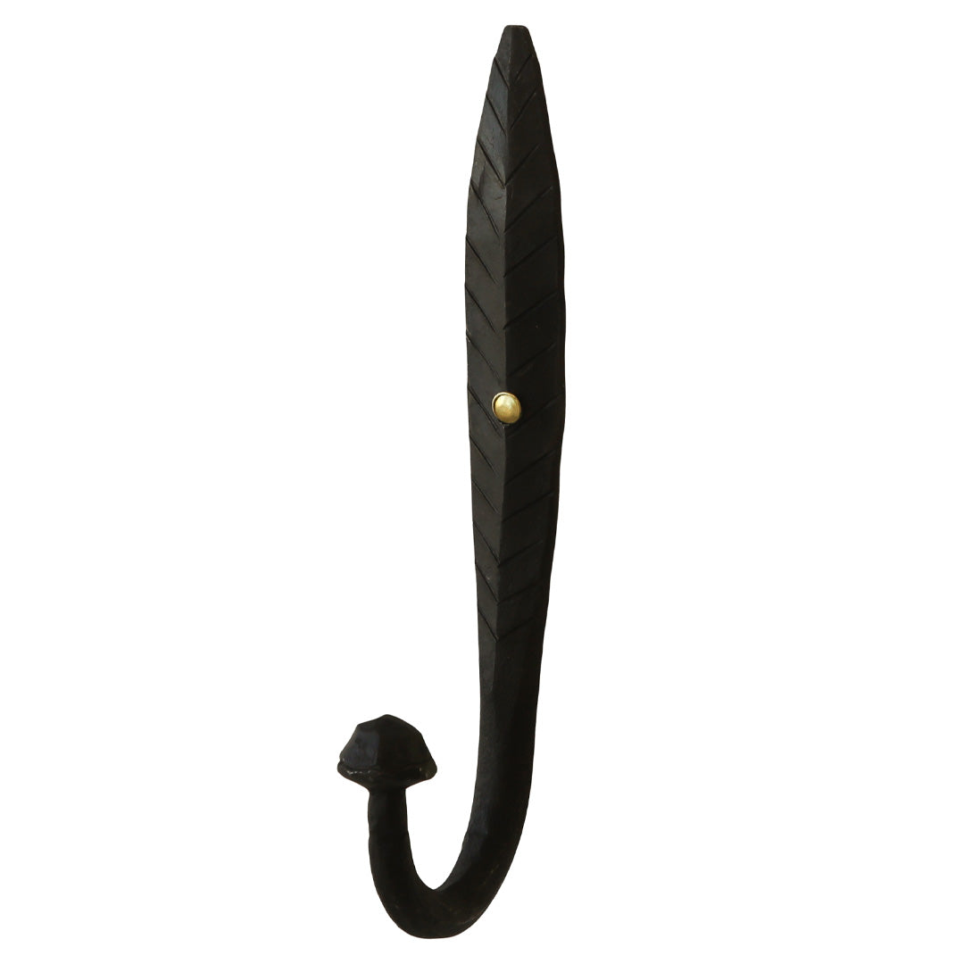 Chic Antique – Haken mit Blattmotiv in Antik-Schwarz | H15,5 cm