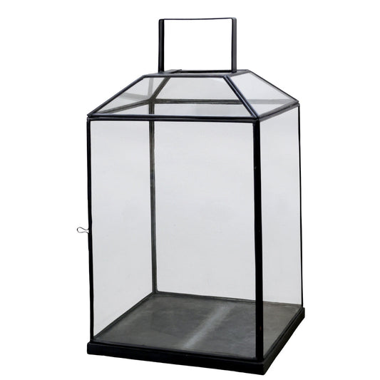 Chic Antique - Laterne - H60/L32/B32 cm, Antik Schwarz, Eisen und Glas XL
