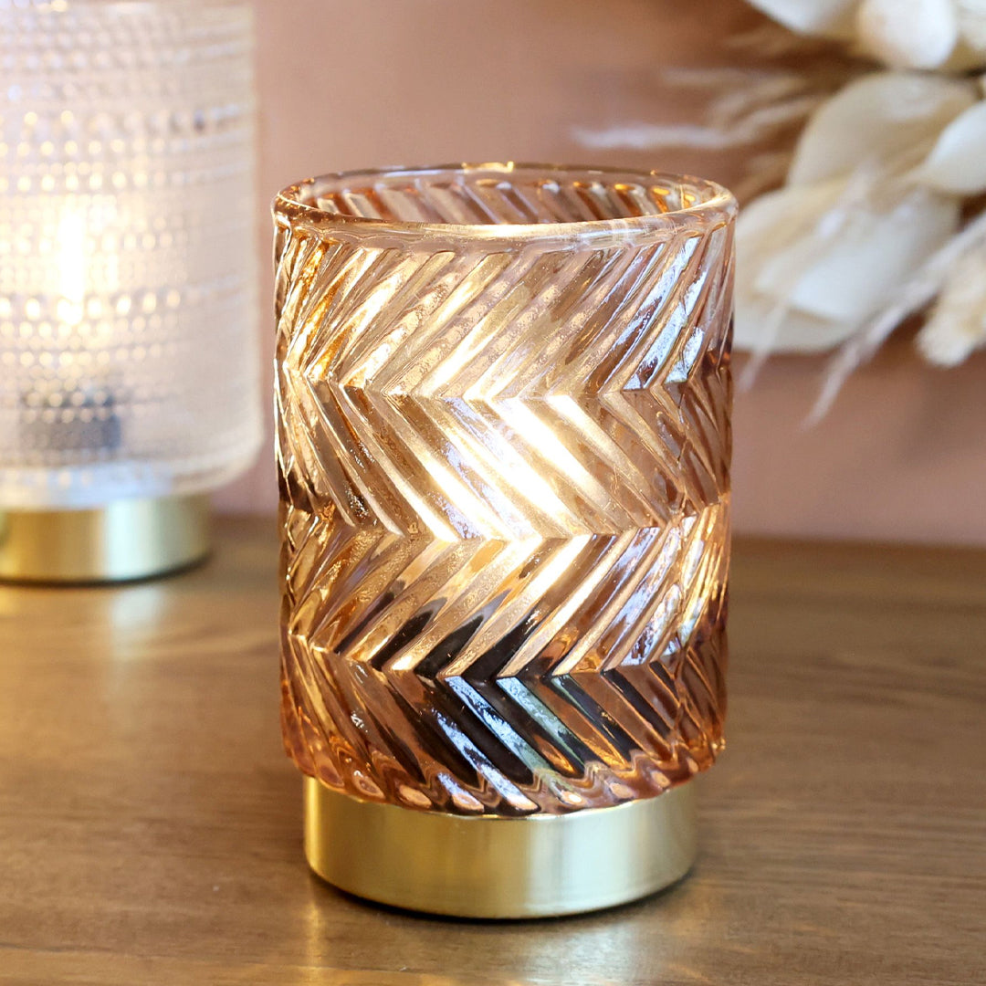 Chic Antique - LED Lampe mit Muster – H13/Ø8,5 cm in Mocca
