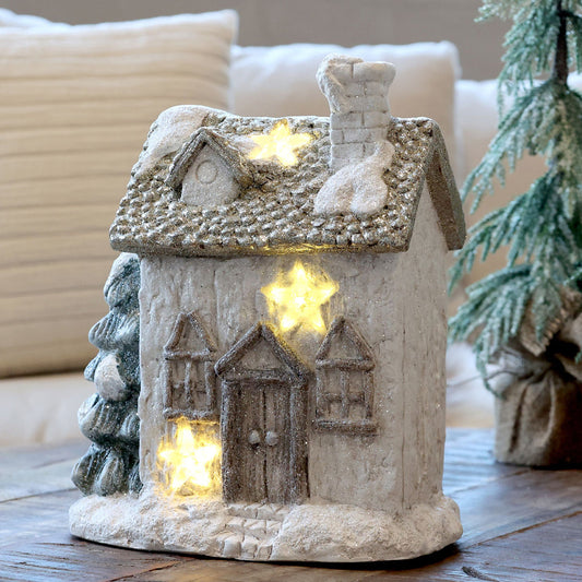 Chic Antique – Deko Haus mit LED Sternen H29,5/L25/B16 cm