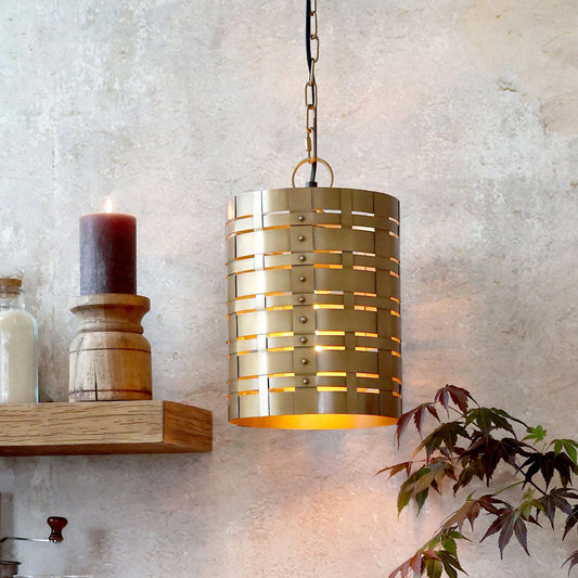 Chic Antique - Deckenlampe mit Muster – H31/Ø20 cm in Antik Messing