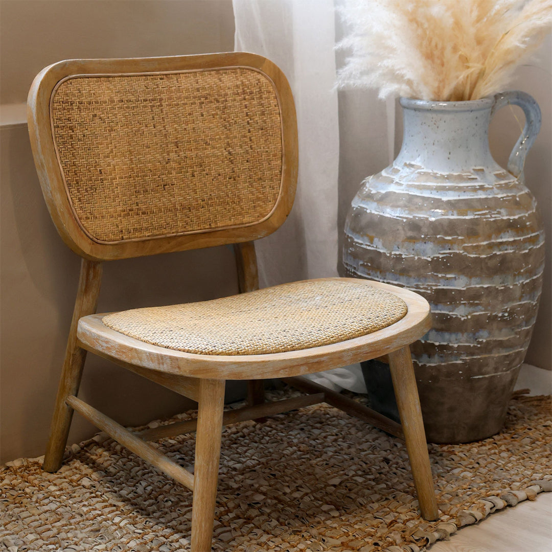 Chic Antique - Loungesessel mit Flechtsitz & Rückenlehne - H78,5/L60/B62 cm