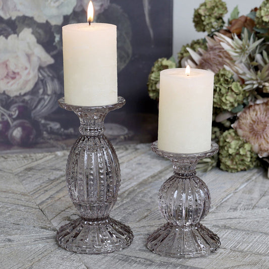 Paketangebot: Chic Antique - Kerzenhalter mit Perlenrand, 2er-Set Taupe