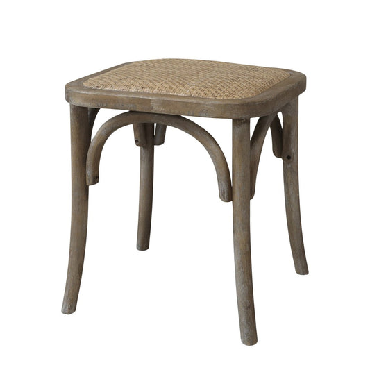 Chic Antique - Französischer Hocker mit Geflechtsitz - Rattan