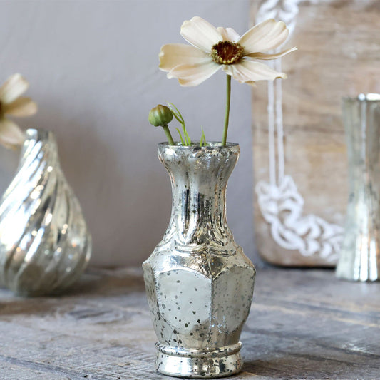 Chic Antique – Dekorative Vase in Silberoptik | H12,5 cm