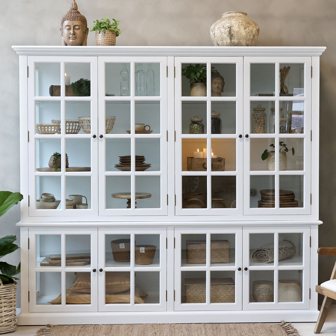 Chic Antique – Marseille Vitrinenschrank Weiß – 8 Glastüren – 220 cm