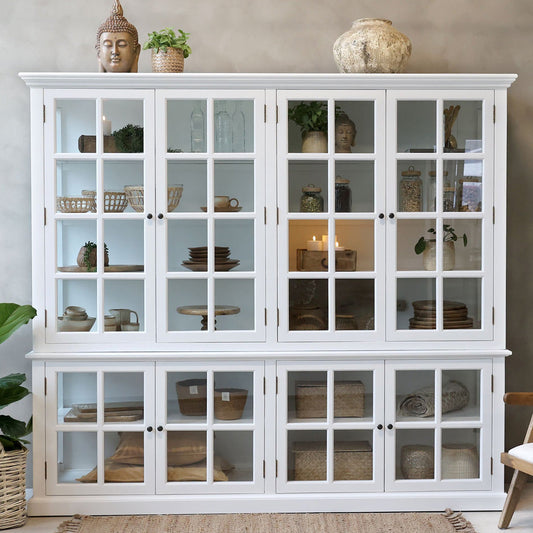 Chic Antique – Marseille Vitrinenschrank Weiß – 8 Glastüren – 220 cm