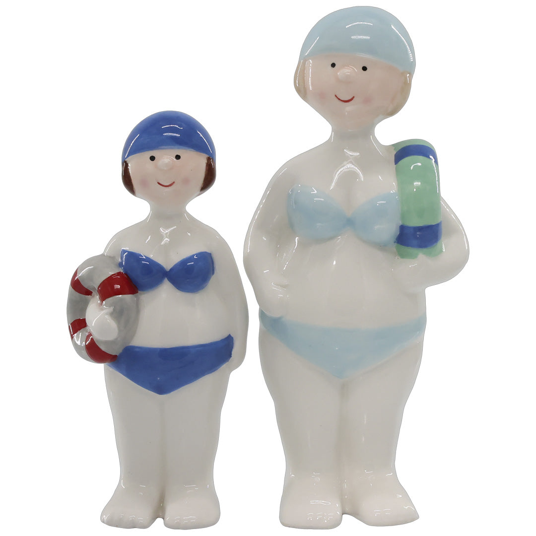Damenfiguren mit Schwimmring – Set mit 2 Stück | Sommerliche Dekoration