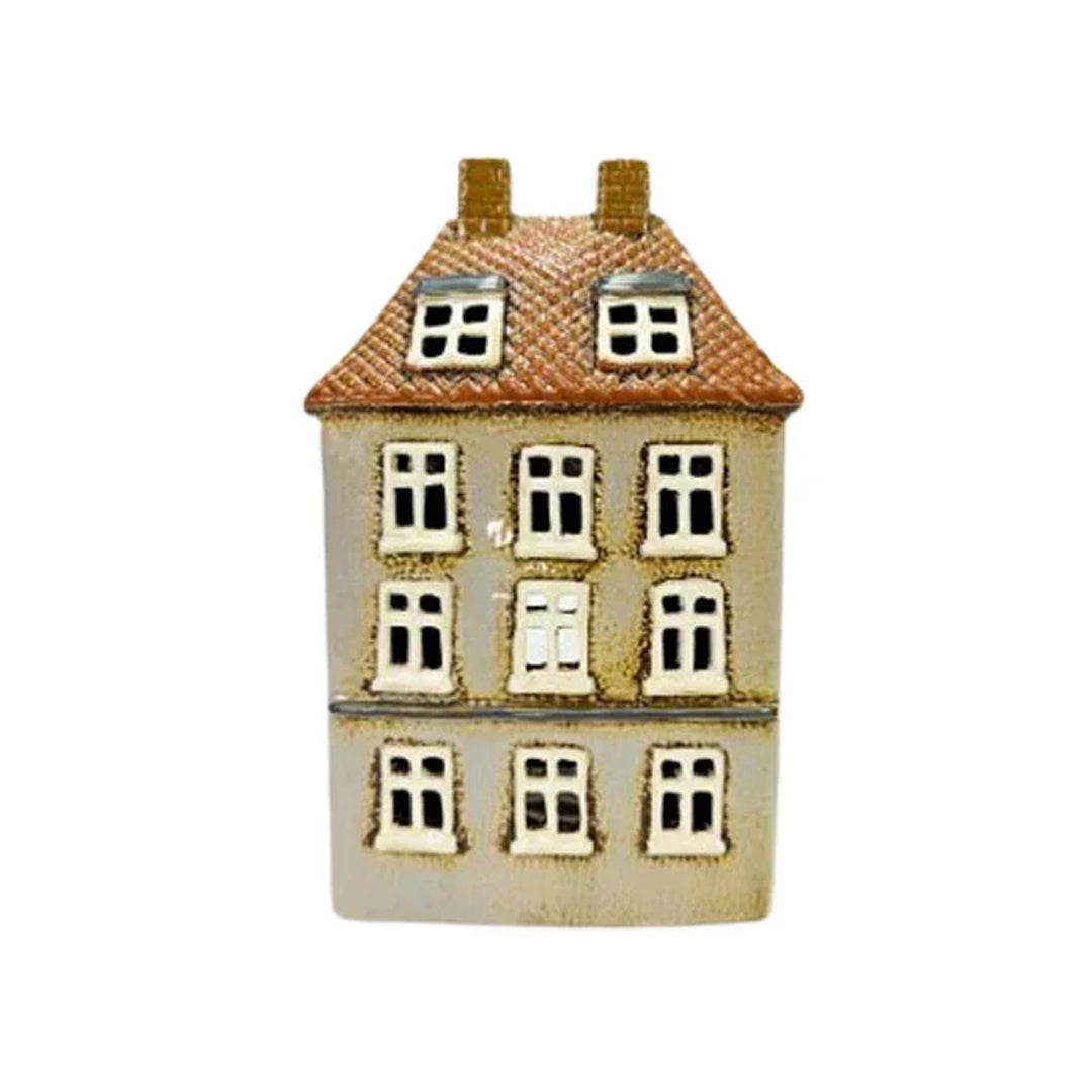 Keramikhaus Beiges Haus mit Teelichtern