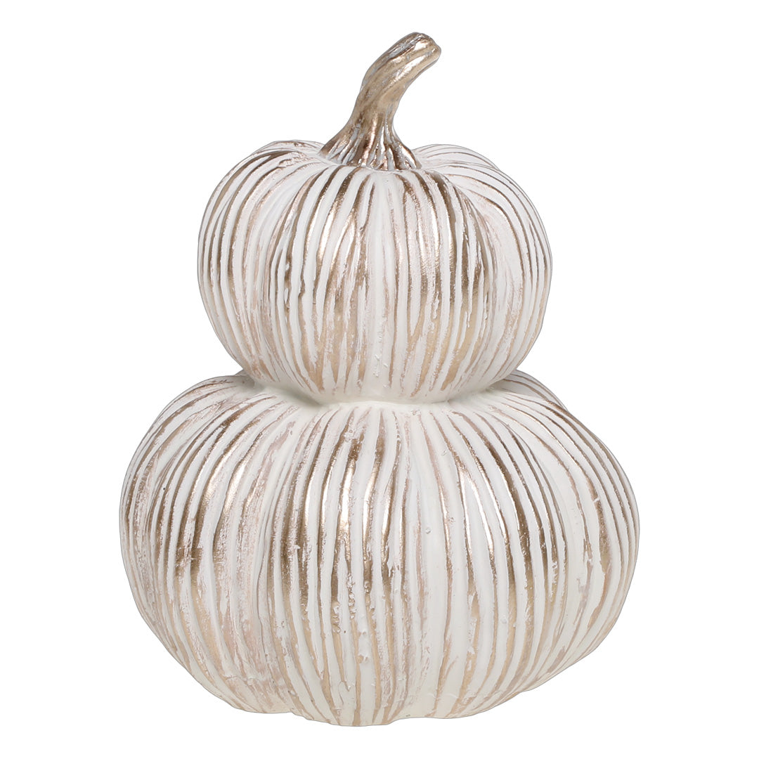 Doppel-Kürbis (H18,5 cm) in Antique Creme Terrakotta