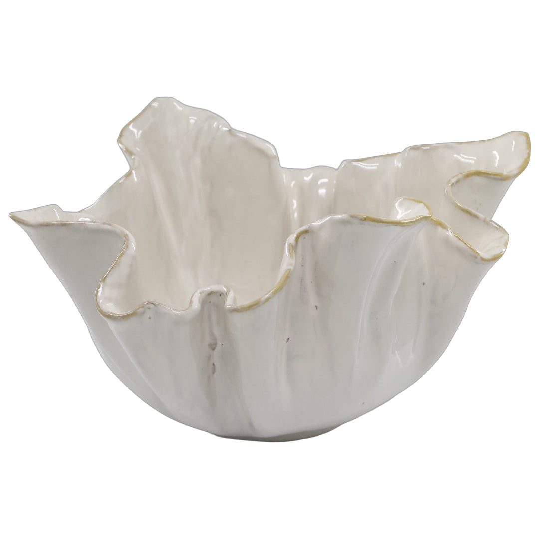 Chic Antique – Dekorative Schale aus Steinzeug – Gefalteter Rand, Creme Ø 32 cm (Groß)