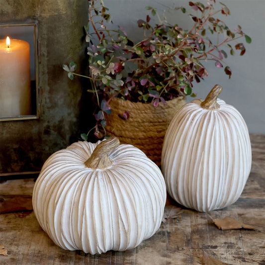 Chic Antique – Dekorativer Kürbis H19 cm in Antique Latte