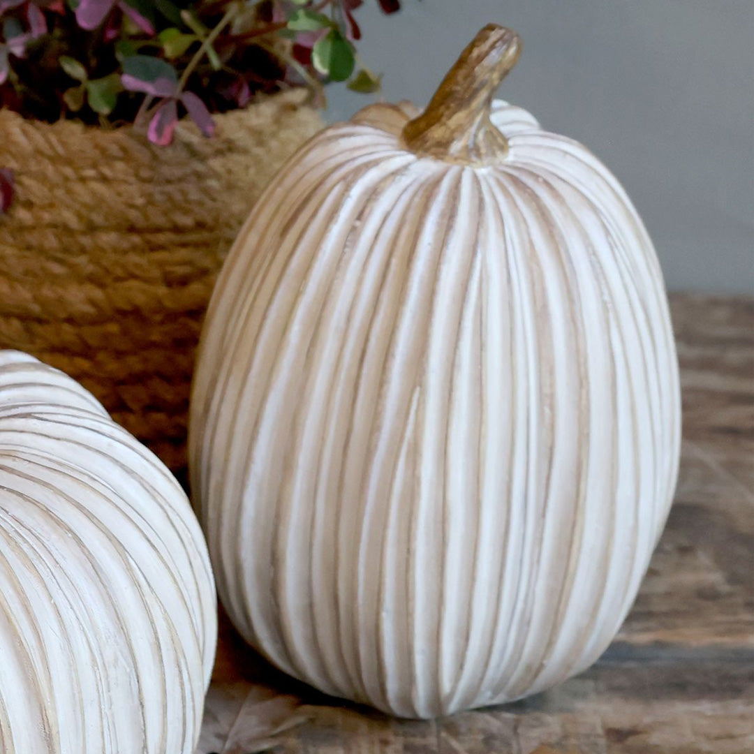 Chic Antique – Dekorativer Kürbis H19 cm in Antique Latte