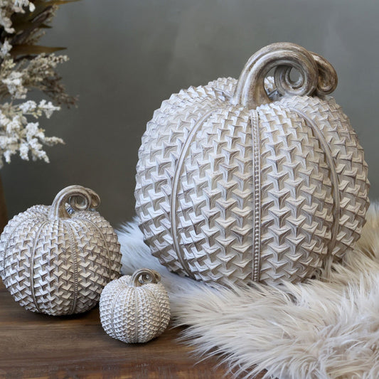 Chic Antique - Kürbis mit Gold - Antikes Latte - H28 cm (Groß)