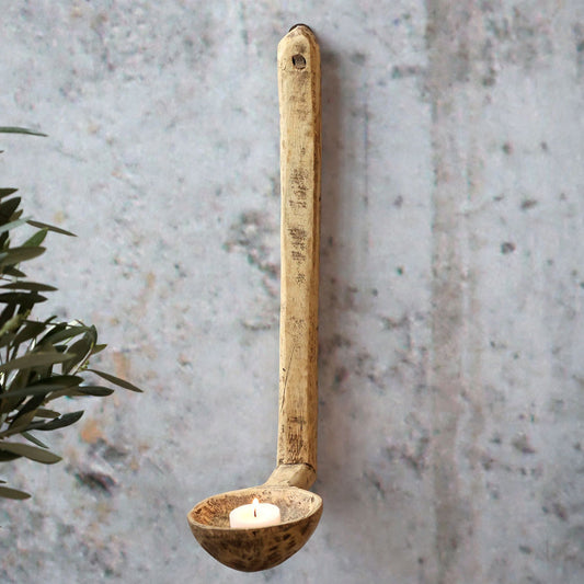 Grimaud Wandkerzenhalter aus recyceltem Holz – H37 / L10 / B16 cm Natur