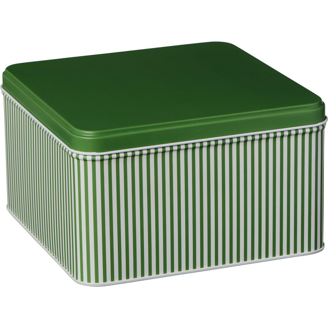 Ib Laursen Dose mit grünen Streifen und grünem Deckel – 17,7 x 17,7 cm