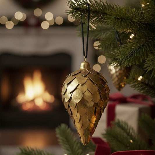 Ornament Klassische Messingtannenzapfen zum Hängen