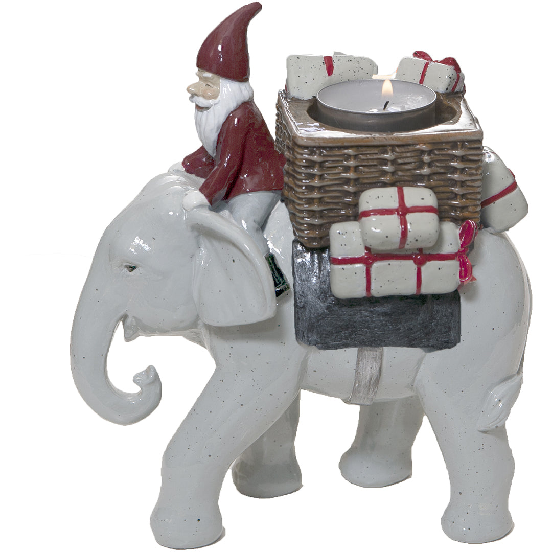 Harvesttime – Weihnachtsfigur Wichtel auf Elefant mit Teelichthalter