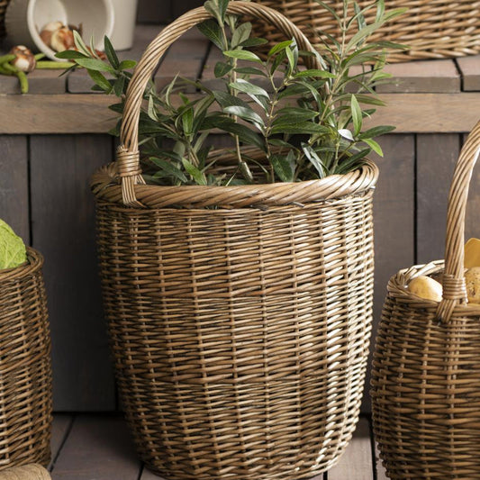 Ib Laursen – Hoher Korb aus Vollweide mit Henkel – 54 cm