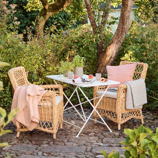 Ib Laursen – Klappbarer Tisch mit Kiefernholzplatte & weißem Metallgestell – 110 cm