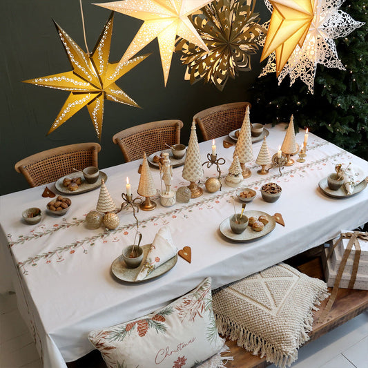 Chic Antique – Weihnachtstischdecke mit Girlande L360/B140 cm Creme
