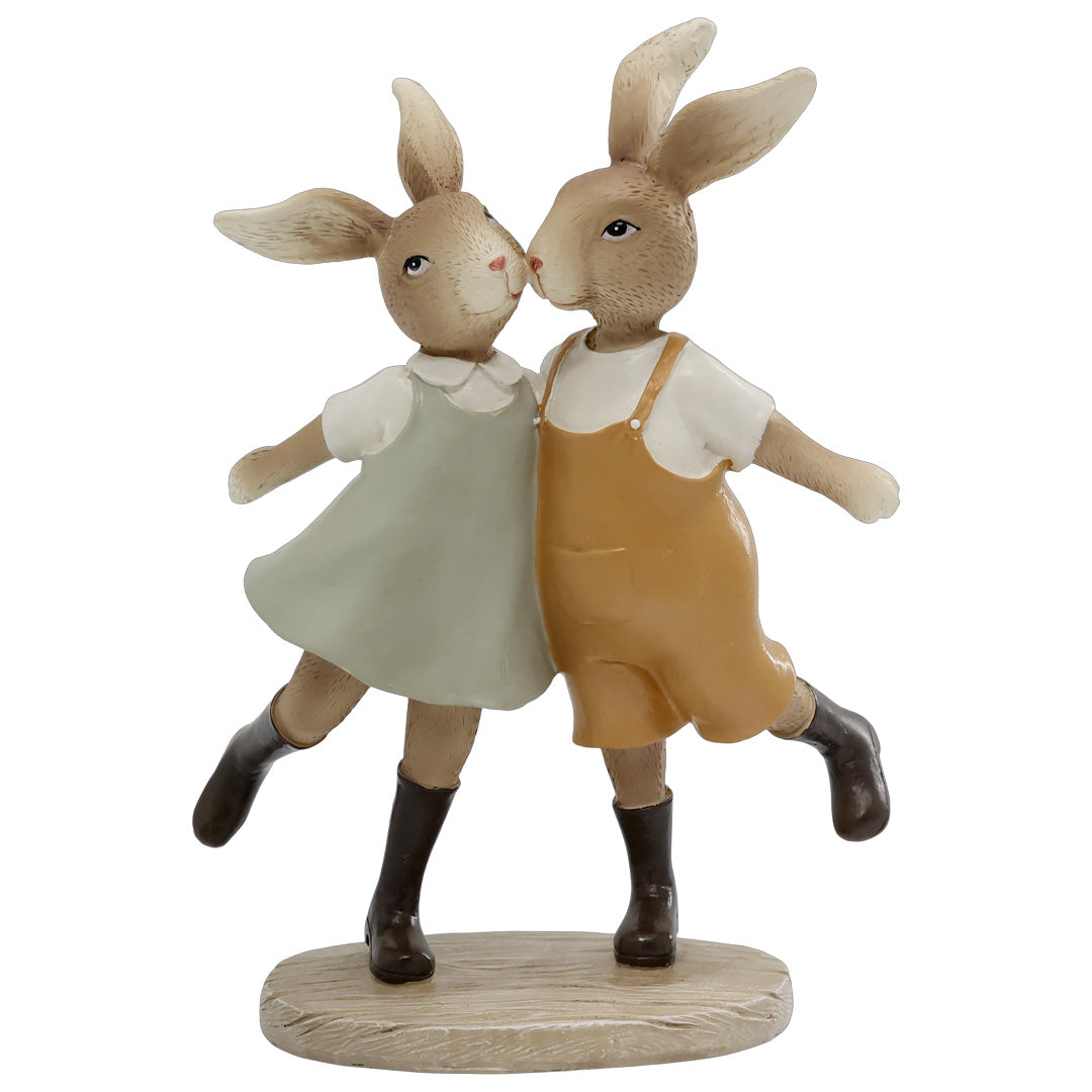Osterdekoration Hasen im Kleid & in der Hose – Handbemalte Figuren in Opal & Hazel