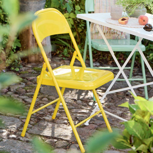 Klappstuhl aus Metall – Gelb | Zusammenklappbarer Gartenstuhl