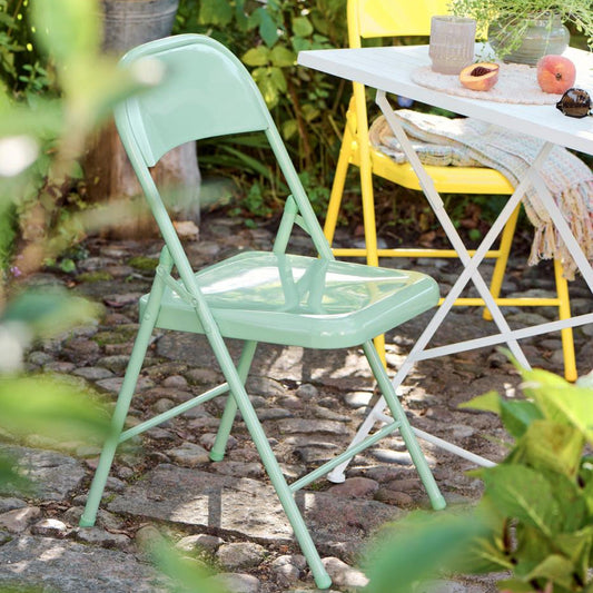 Klappstuhl aus Metall – Grün | Zusammenklappbarer Gartenstuhl