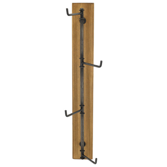 Hakenleiste aus Holz & Eisen mit 4 Haken | Wandaufhängung für Flur & Küche