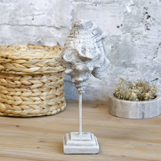 Chic Antique – Muschel auf Sockel H26/L9/B7 cm Antik-Grau