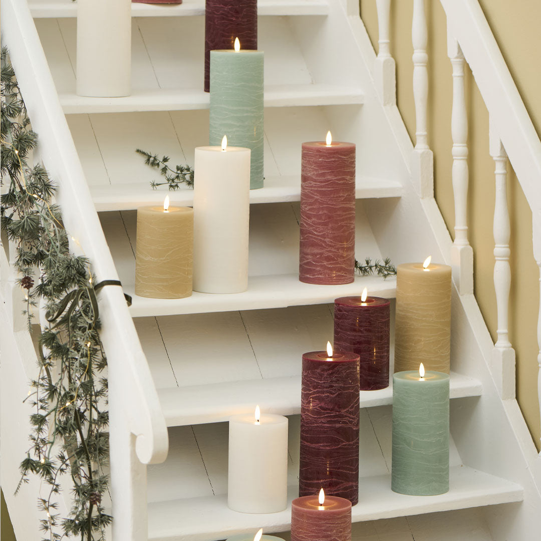 Ib Laursen - LED-Blockkerze Mint mit warmer Flamme für den Innenbereich - 15 cm