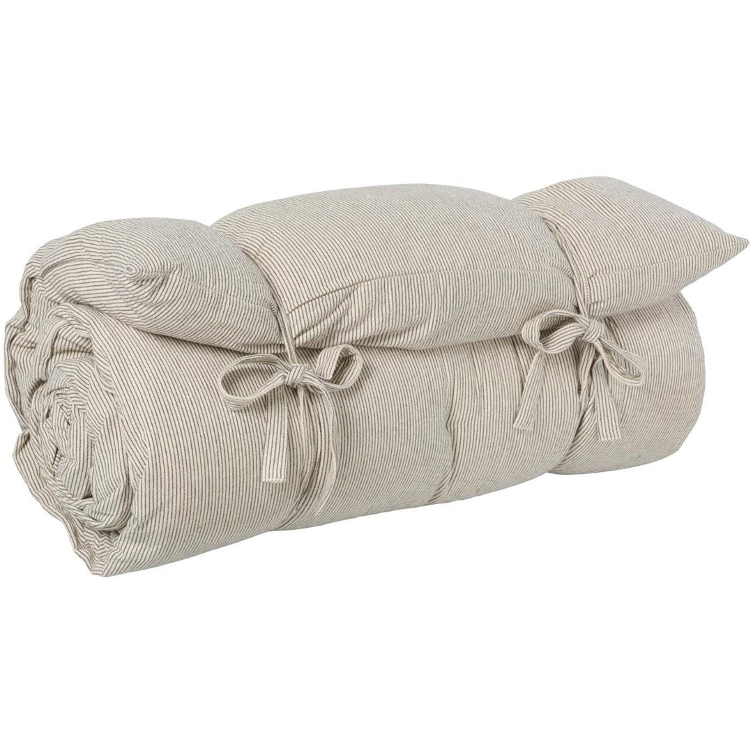 Ib Laursen – Loungematratze Baumwolle – Natur mit feinen schwarzen Streifen, 190 cm