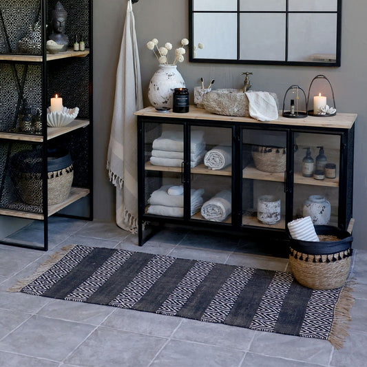 Chic Antique – Läufer mit Schwarz-Weiß-Muster, L150 cm
