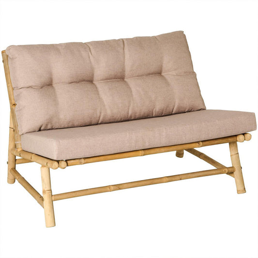 Ib Laursen – Loungesofa aus Bambus mit Leinenfarbenen Kissen