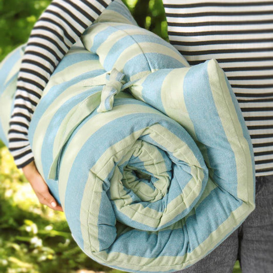 Ib Laursen – Loungematratze Baumwolle – Hellgrün & Blau gestreifte Komfortmatratze 190 cm