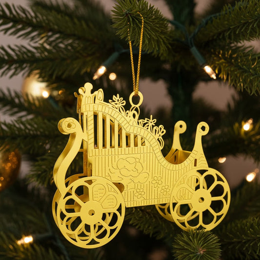 Ornament Goldene Kutsche aus Messing