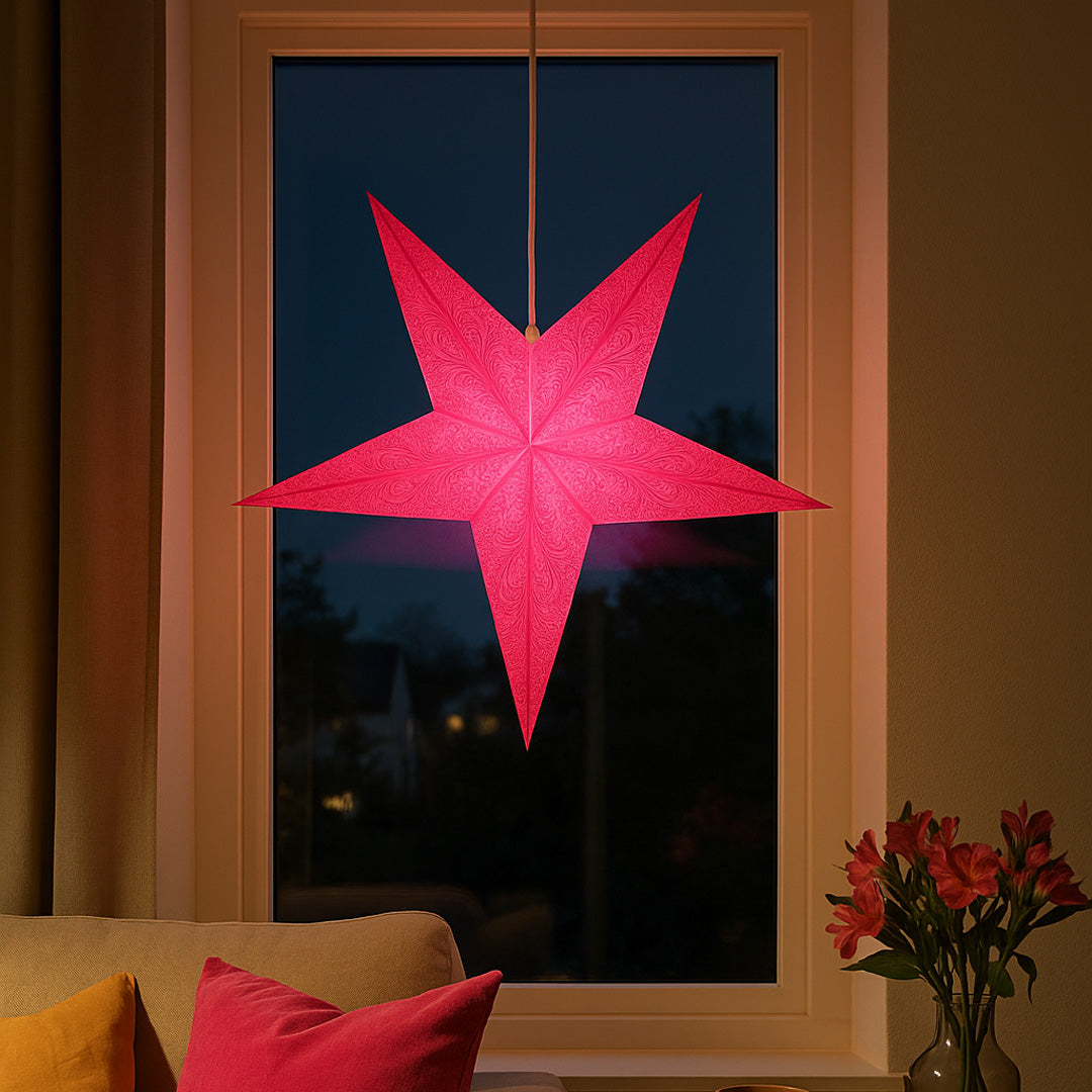 Mono Pink – Handgefertigte Sternlampe (Ø60 cm)