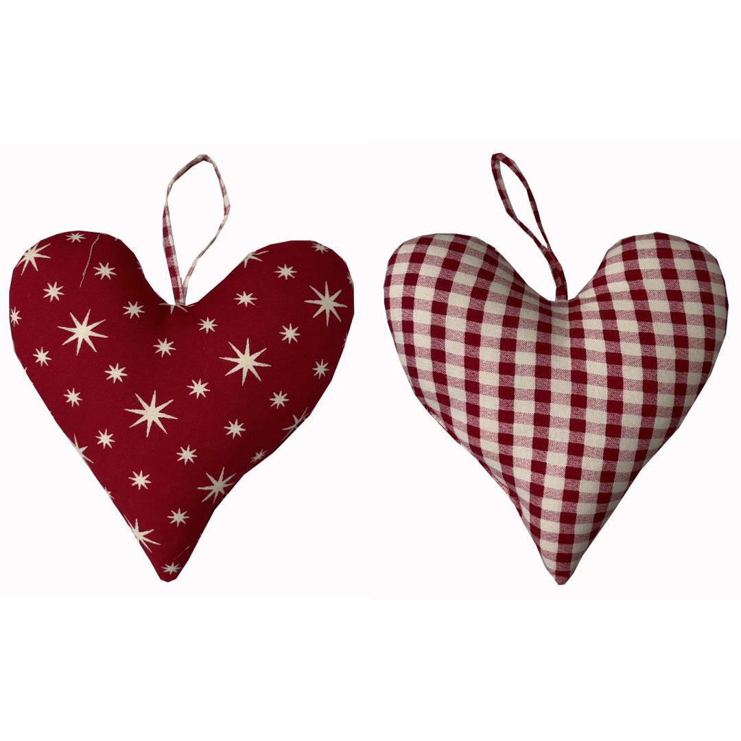 Handgefertigte Stoffherzen 2er-Set XL (18 cm)