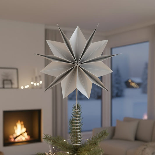 Perlmutt Baumspitze mit modernem Faltstern-Design