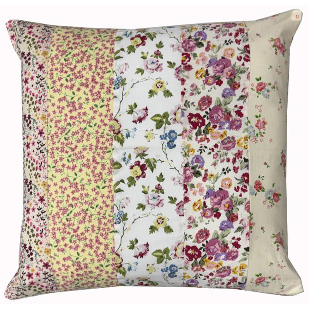 Handgequilteter Patchwork-Kissenbezug mit Blumendesign (50×50 cm)