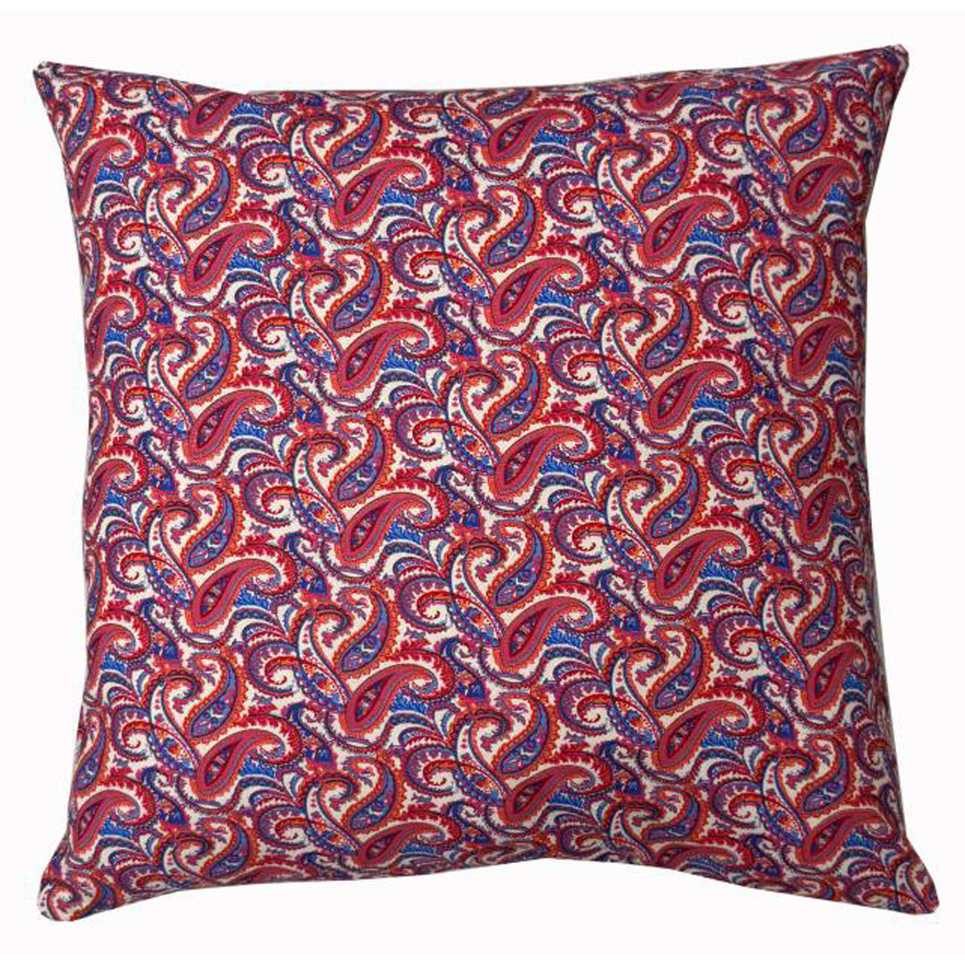 Kissenbezug 50x50 cm – Rotes & Blaues Paisley-Muster