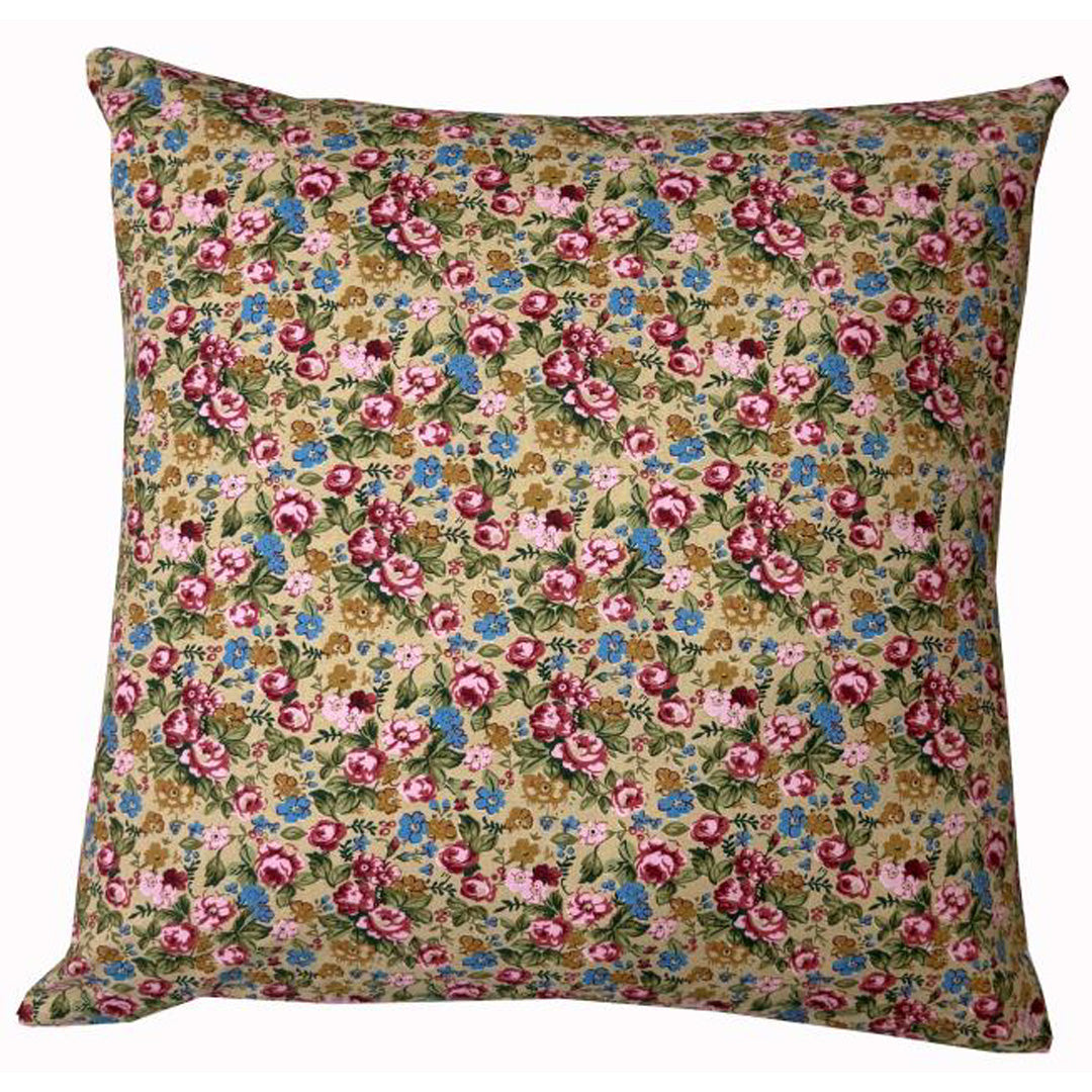 Kissenbezug 50x50 cm mit Blumenprint in Rosa, Blau & Grün
