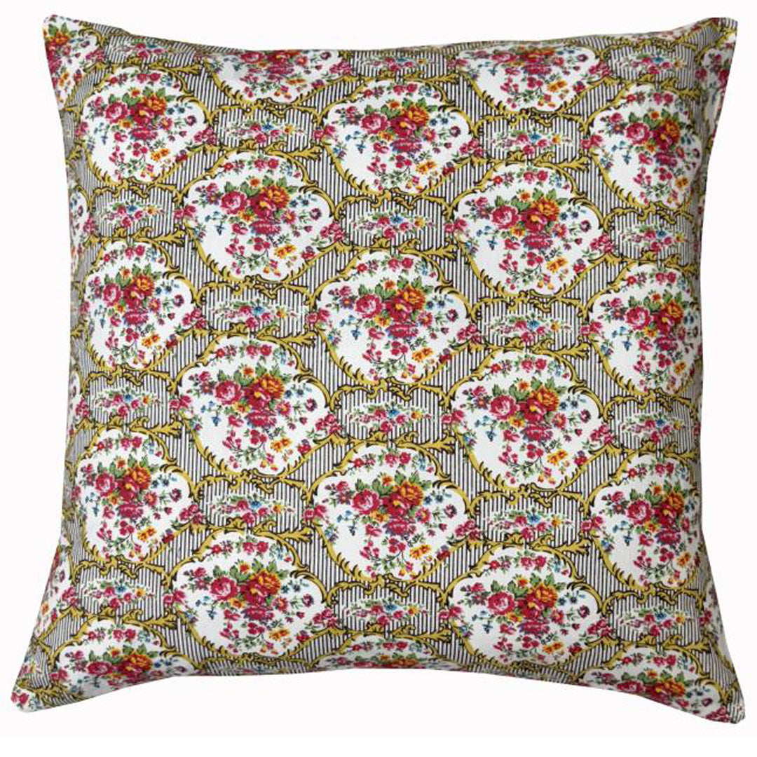 Kissenbezug 50x50 cm – Blumenmuster in Gold & Rosa
