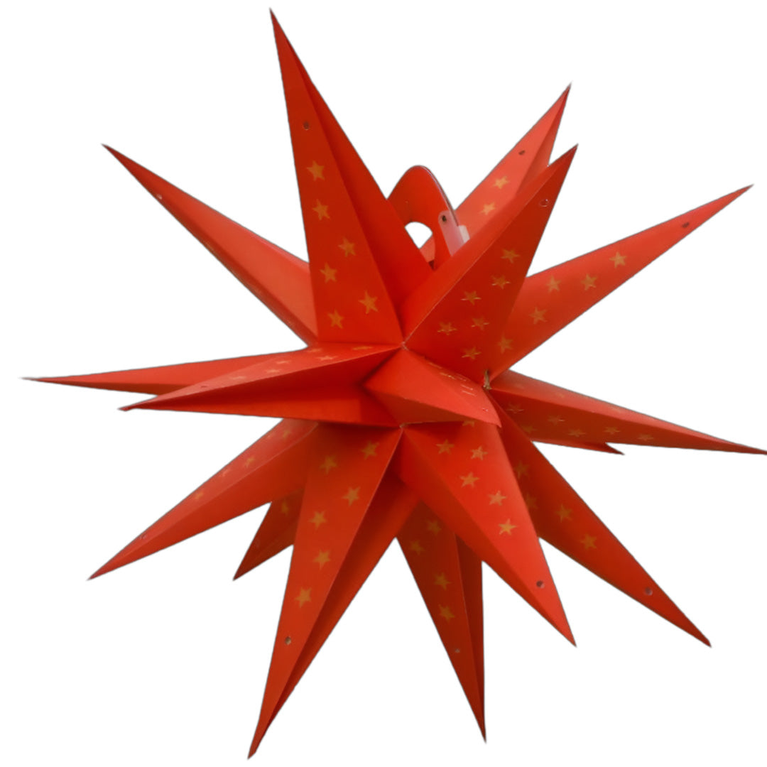 Jyoti Multi Sternenlampe in Rot mit Goldsternen, Ø60 cm