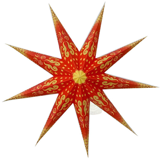 Surya Gold Sternenlampe in Rot und Gold, Ø60 cm