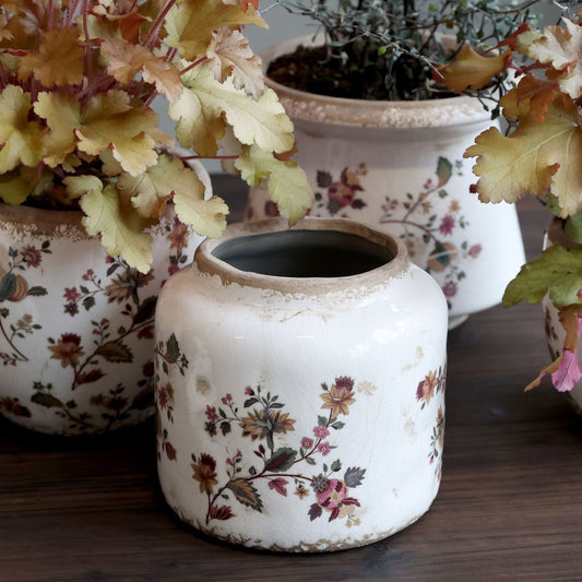 Chic Antique - Nancy-Topf mit Blumenmuster H13,5/Ø13,5 cm Creme