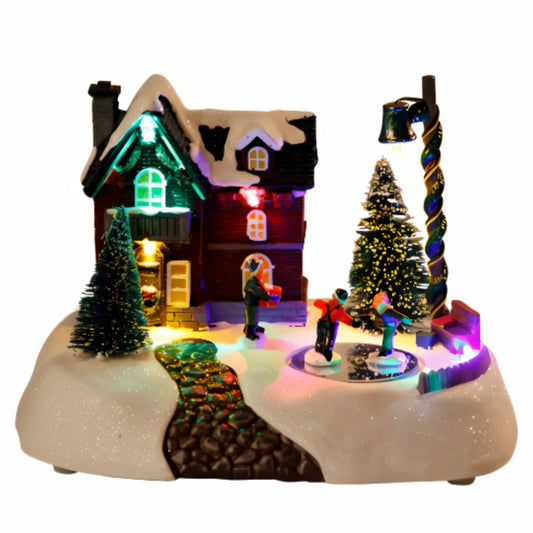 Landschaft mit LED und Schlittschuhläufern – 13,5 cm