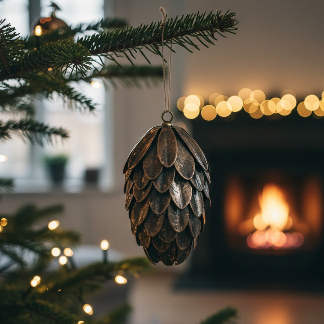 Ornament Zapfen aus Metall zum Hängen