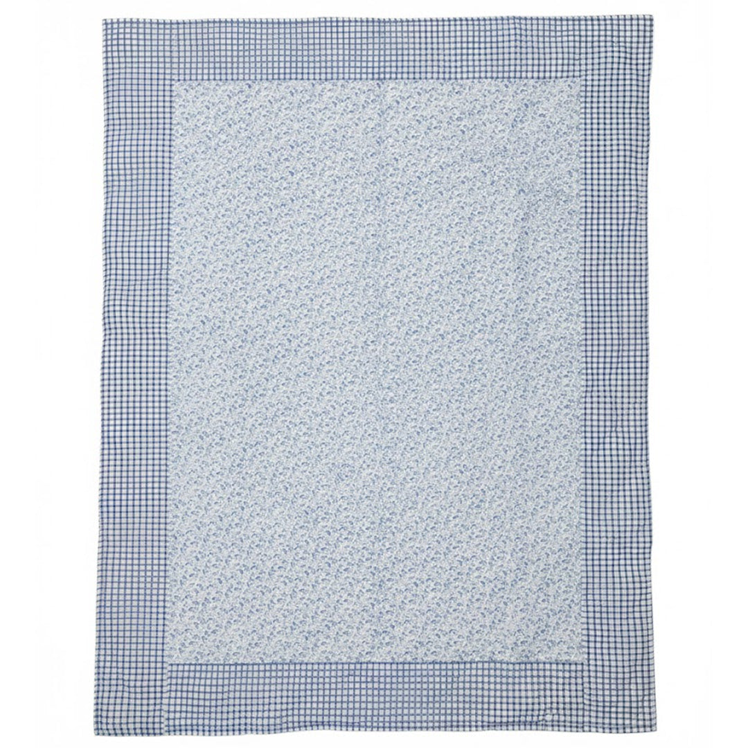 Patchwork Steppdecke Handgequiltet in Blau (130 × 180 cm)
