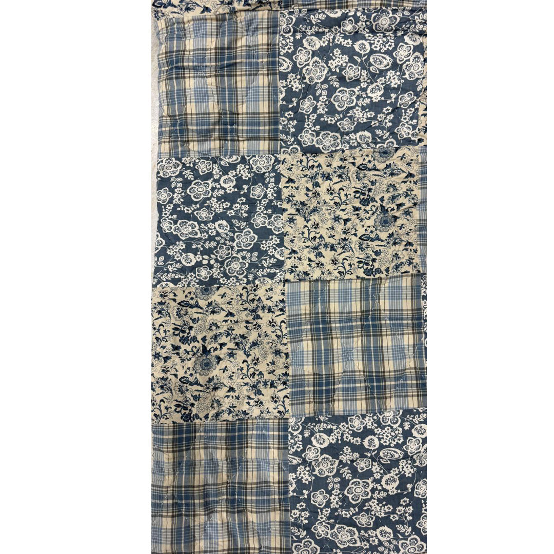 Handgequiltete Patchwork-Bettdecke in Dunkelblau 240x240 cm